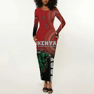 Personalised Kenya Jamhuri Day Long Sleeve Bodycon Dress One Nation One Flag One People LT05