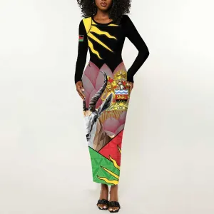 Personalized Africa Malawi Long Sleeve Bodycon Dress Thomsons Gazelle With Lotus LT15