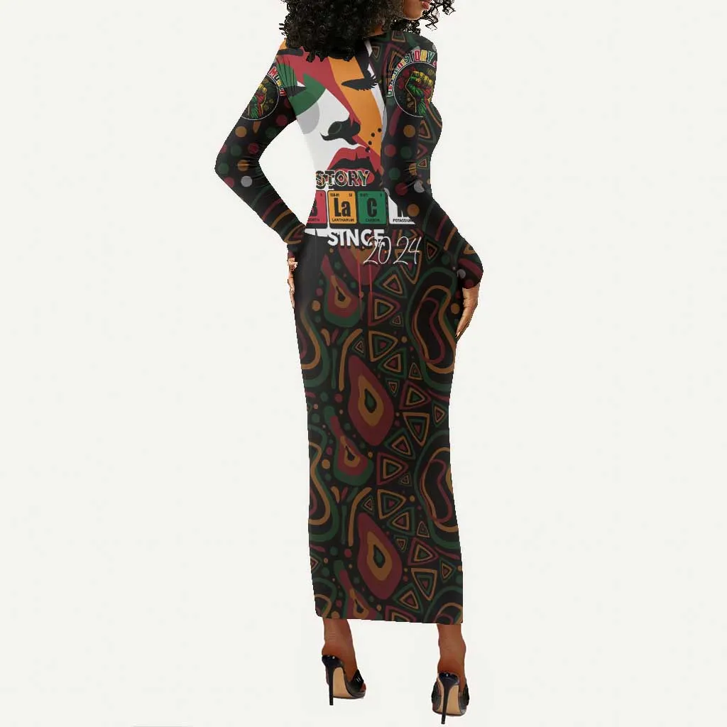 Personalized Black History Month Long Sleeve Bodycon Dress Since 2024 Chemistry Style DT02