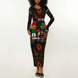 Personalized Black History Month Long Sleeve Bodycon Dress Since 2024 Chemistry Style DT02