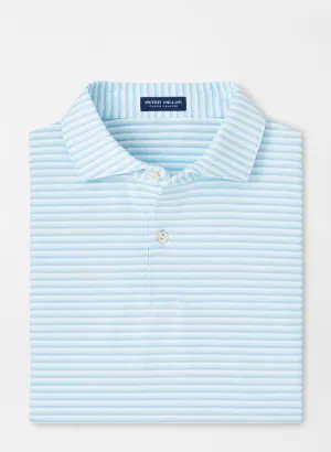Peter Millar Mens Tailored Fit Milton Performance Jersey Polo - Edwin Spread Coll - BLUE FROST