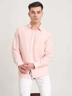 Pink Solid Slim Fit Casual Shirt | Greenfibre