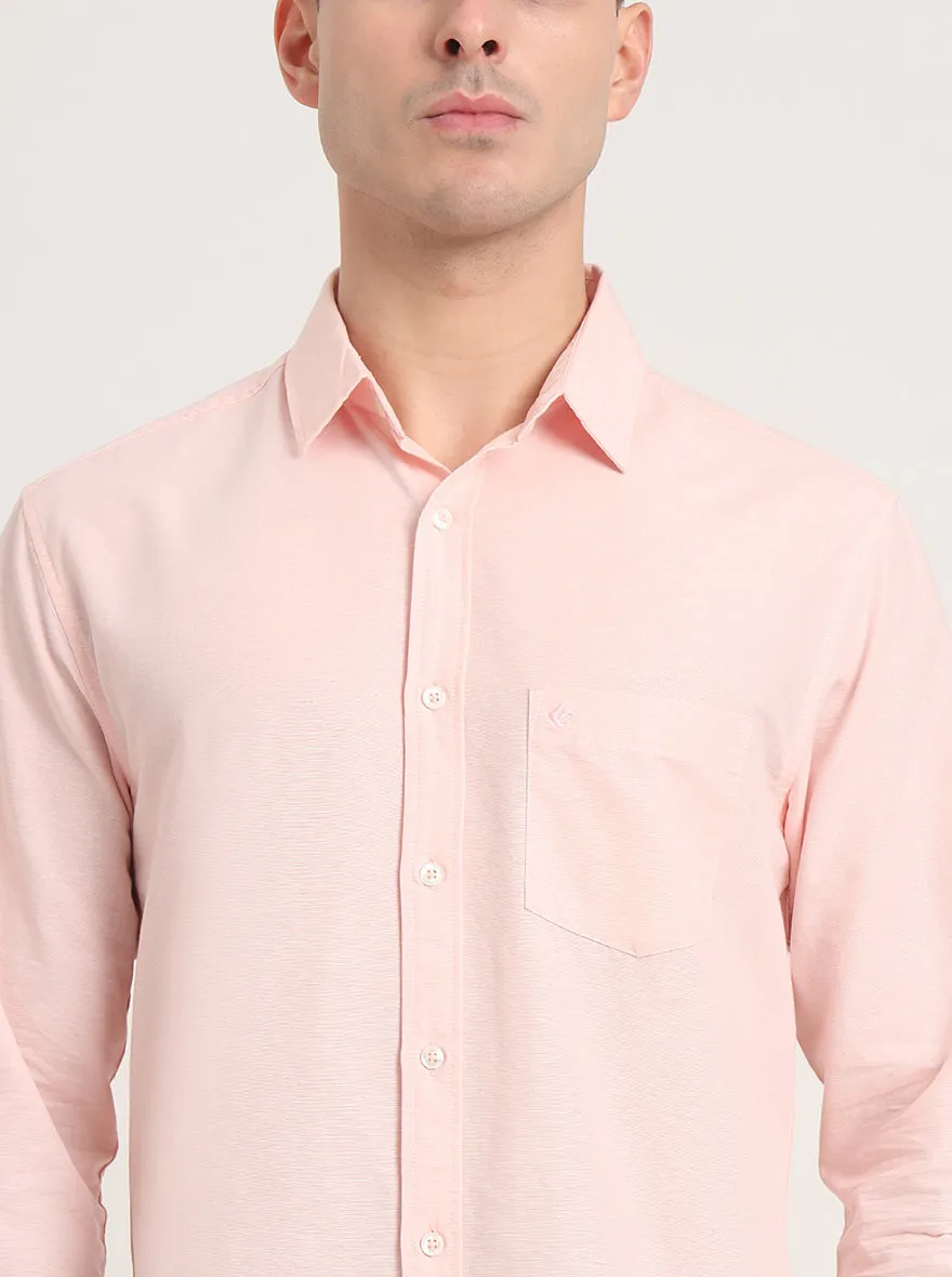 Pink Solid Slim Fit Casual Shirt | Greenfibre
