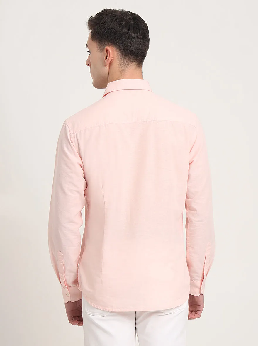 Pink Solid Slim Fit Casual Shirt | Greenfibre