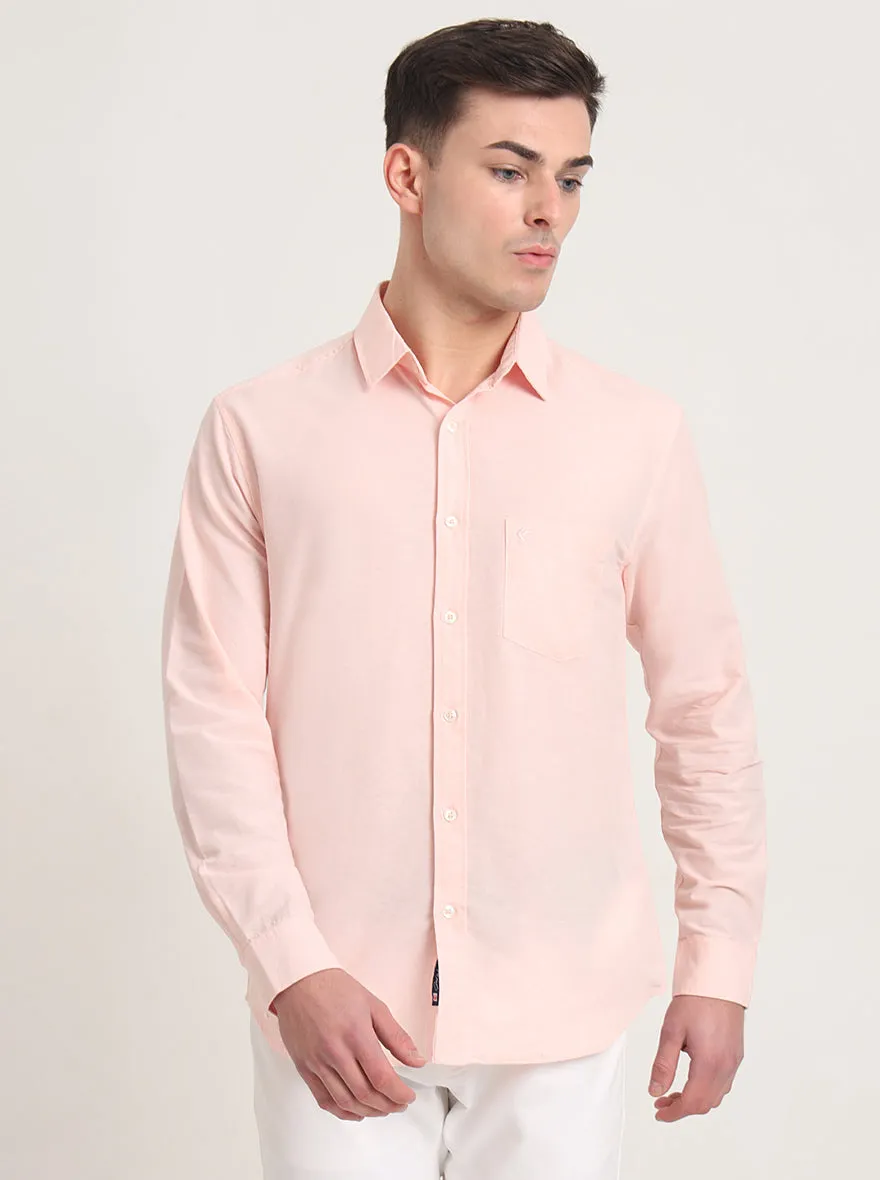Pink Solid Slim Fit Casual Shirt | Greenfibre