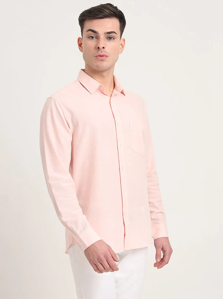 Pink Solid Slim Fit Casual Shirt | Greenfibre