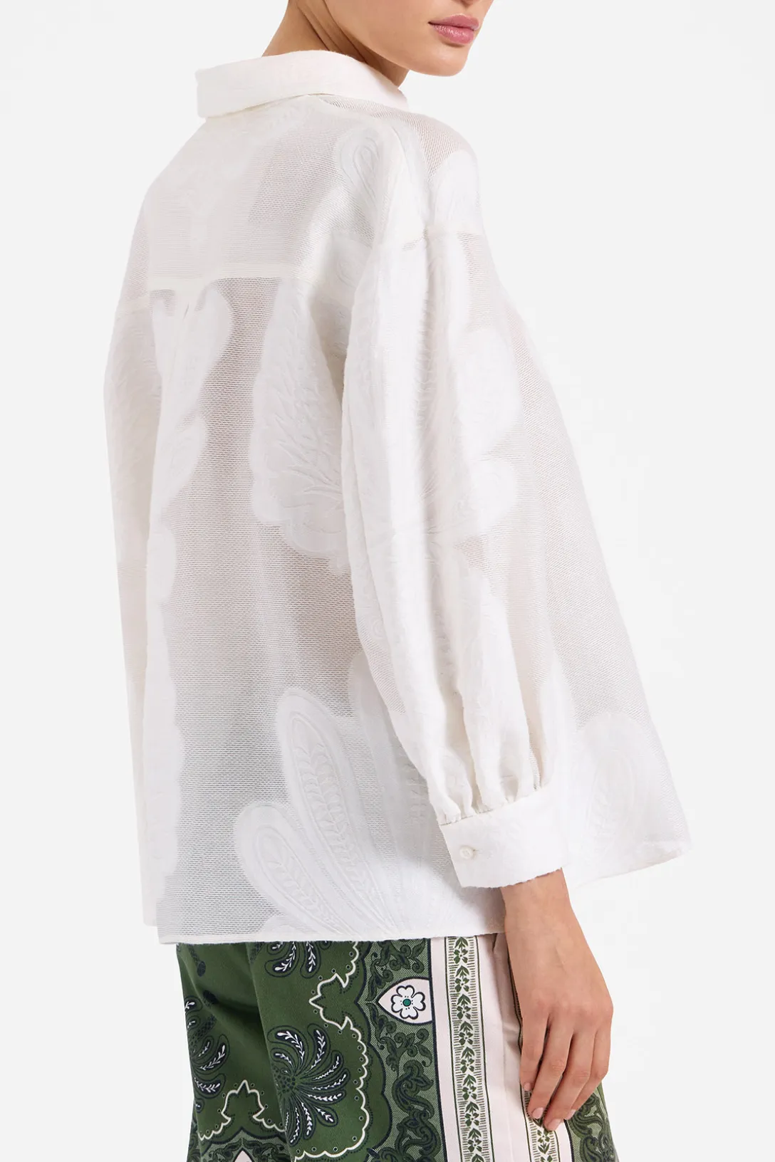 Poet Shirt | Pineapple Lace White in Jacquard