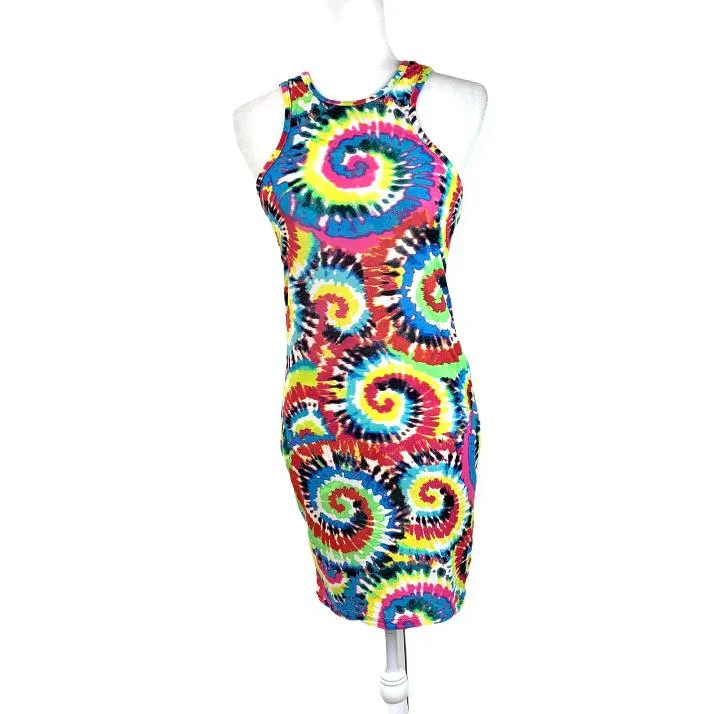 Printed Tie Dye Mini Bodycon Dress