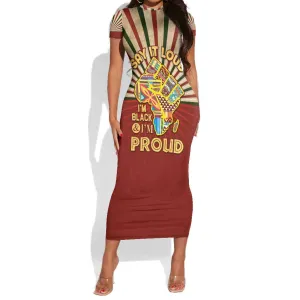 Proud African Short Sleeve Bodycon Dress - Hand Up Africa Map Art DT02