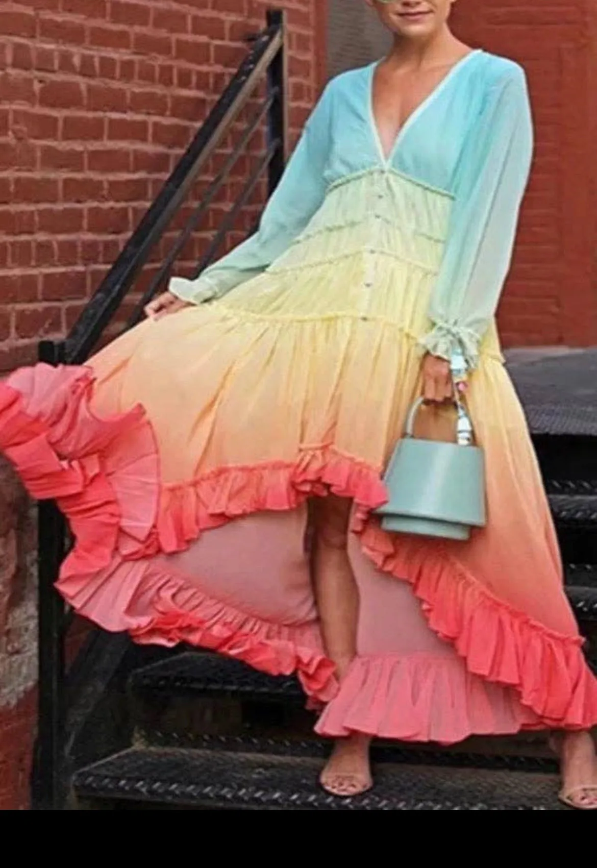 Rainbow Maxi Boho Dress