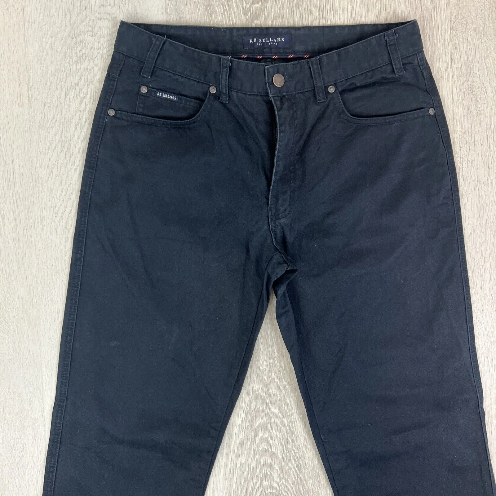 RB Sellars Mens Navy Blue Dudley Classic Fit Trouser Chinos Size 34