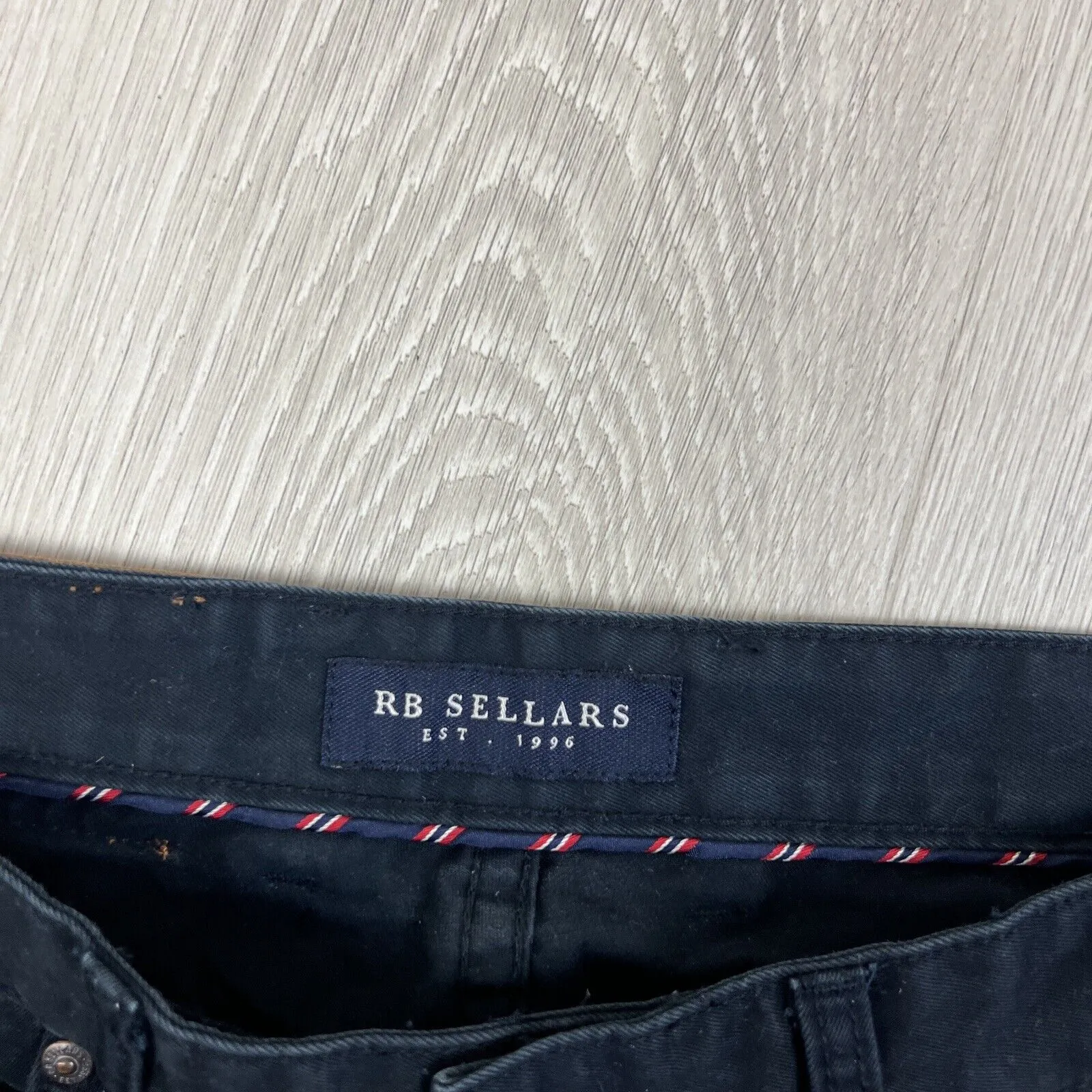 RB Sellars Mens Navy Blue Dudley Classic Fit Trouser Chinos Size 34