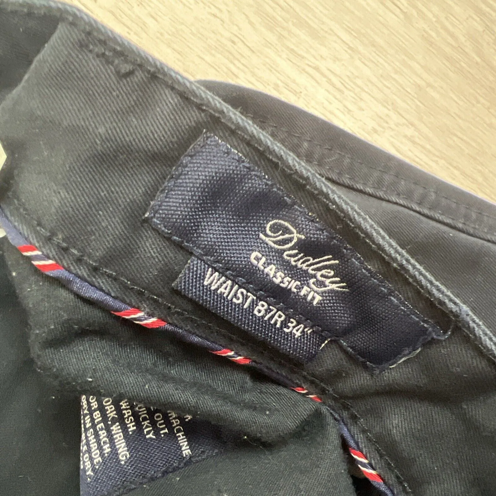 RB Sellars Mens Navy Blue Dudley Classic Fit Trouser Chinos Size 34