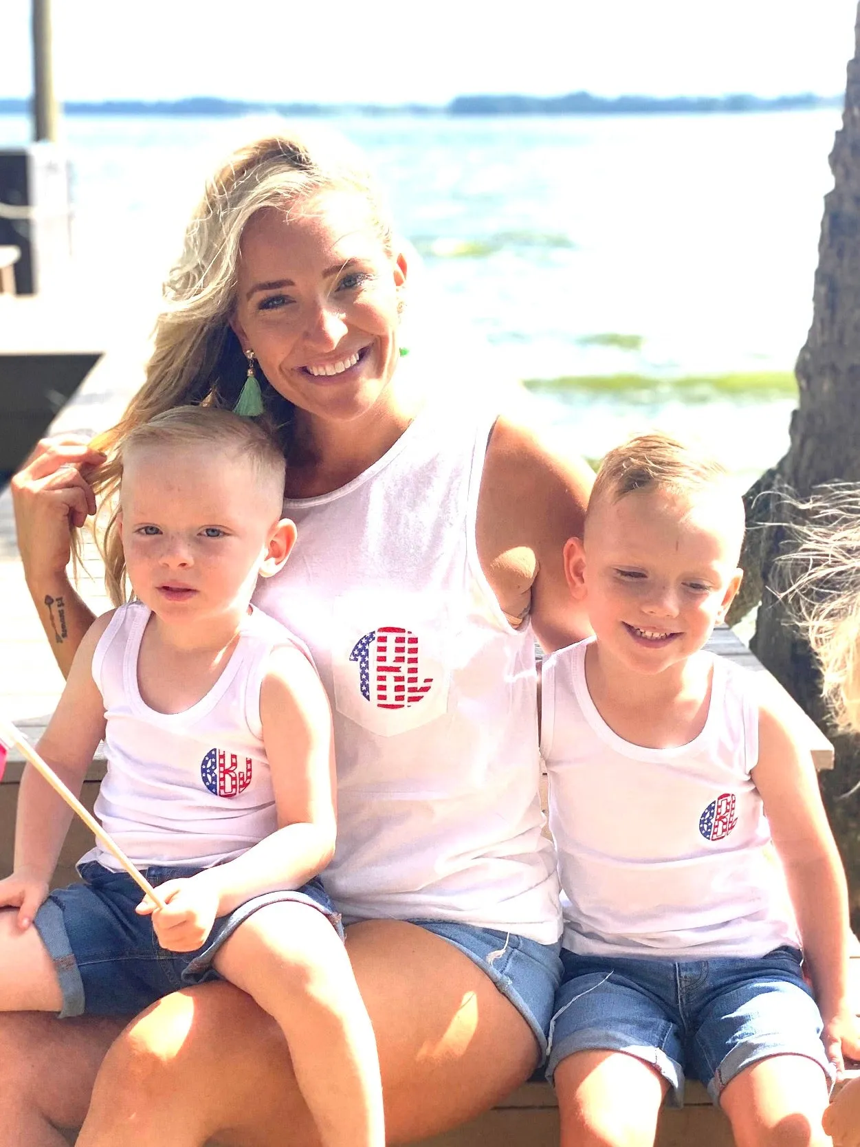 Red White and Blue Custom Monogram Tank