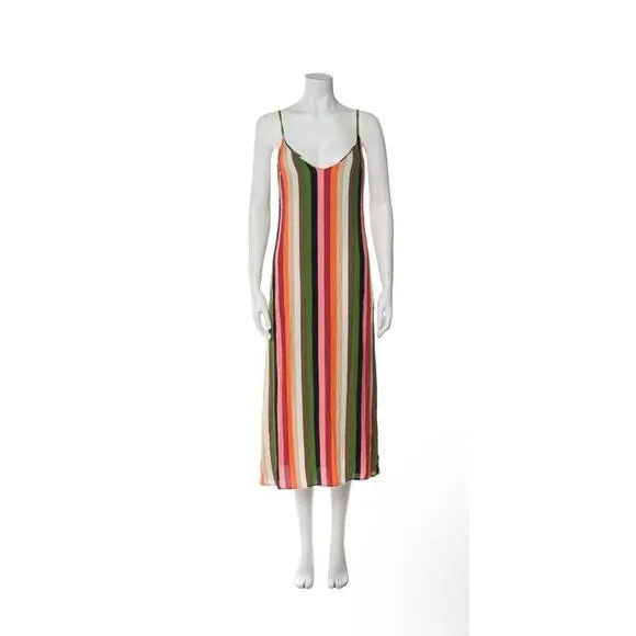 REFORMATION Multicolor Striped Midi Dress Casual Fun XS Pride
