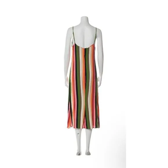 REFORMATION Multicolor Striped Midi Dress Casual Fun XS Pride