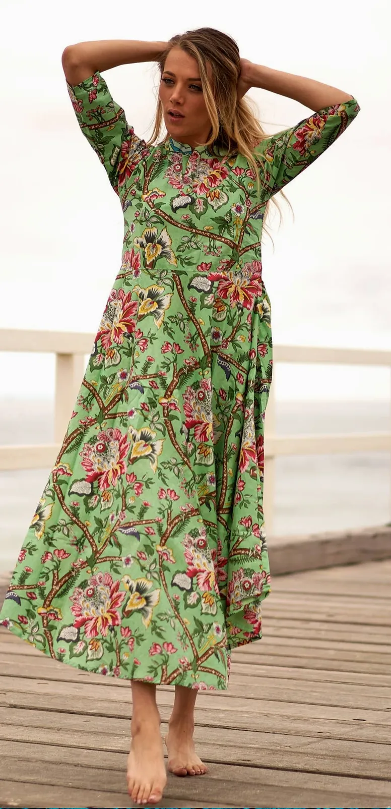 Retro Petals Cotton Boho Dress