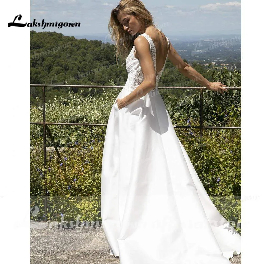 Roycebridal High Split Long Sleeve O Neck Tulle Wedding Dresses