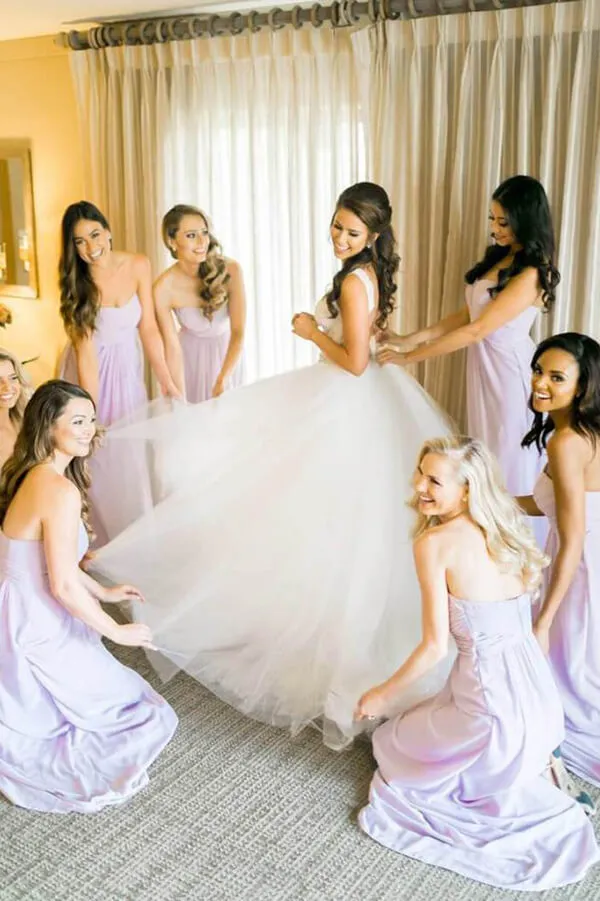 Roycebridal Ivory Tulle Ball Gown V Neck Rhinestone Wedding Dresses, Bridal Gown, MW549