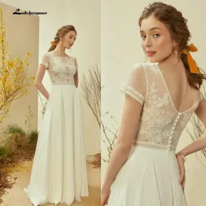 Roycebridal Sukienka Na Wesele Ivory Beach Bridal Gowns Sexy Backless Appliques Wedding Dresses Plus Size Robe Mariee Lakshmigown