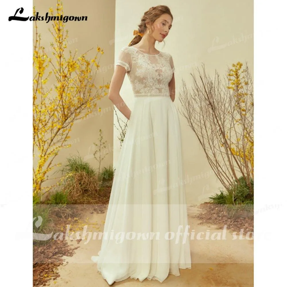 Roycebridal Sukienka Na Wesele Ivory Beach Bridal Gowns Sexy Backless Appliques Wedding Dresses Plus Size Robe Mariee Lakshmigown