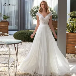 Roycebridal Summer Dress Wedding Chic Bridal Robe Boho Wedding Dresses  Lakshmigown Sexy Puffy Off White Chiffon Women Lace Party Gowns