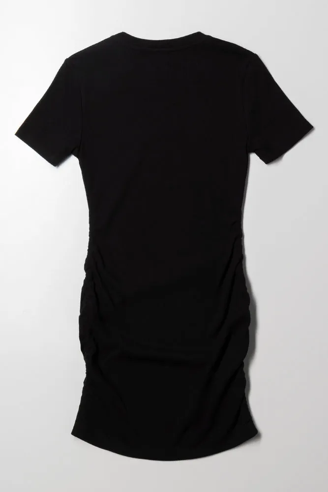 Ruched Bodycon Dress Black