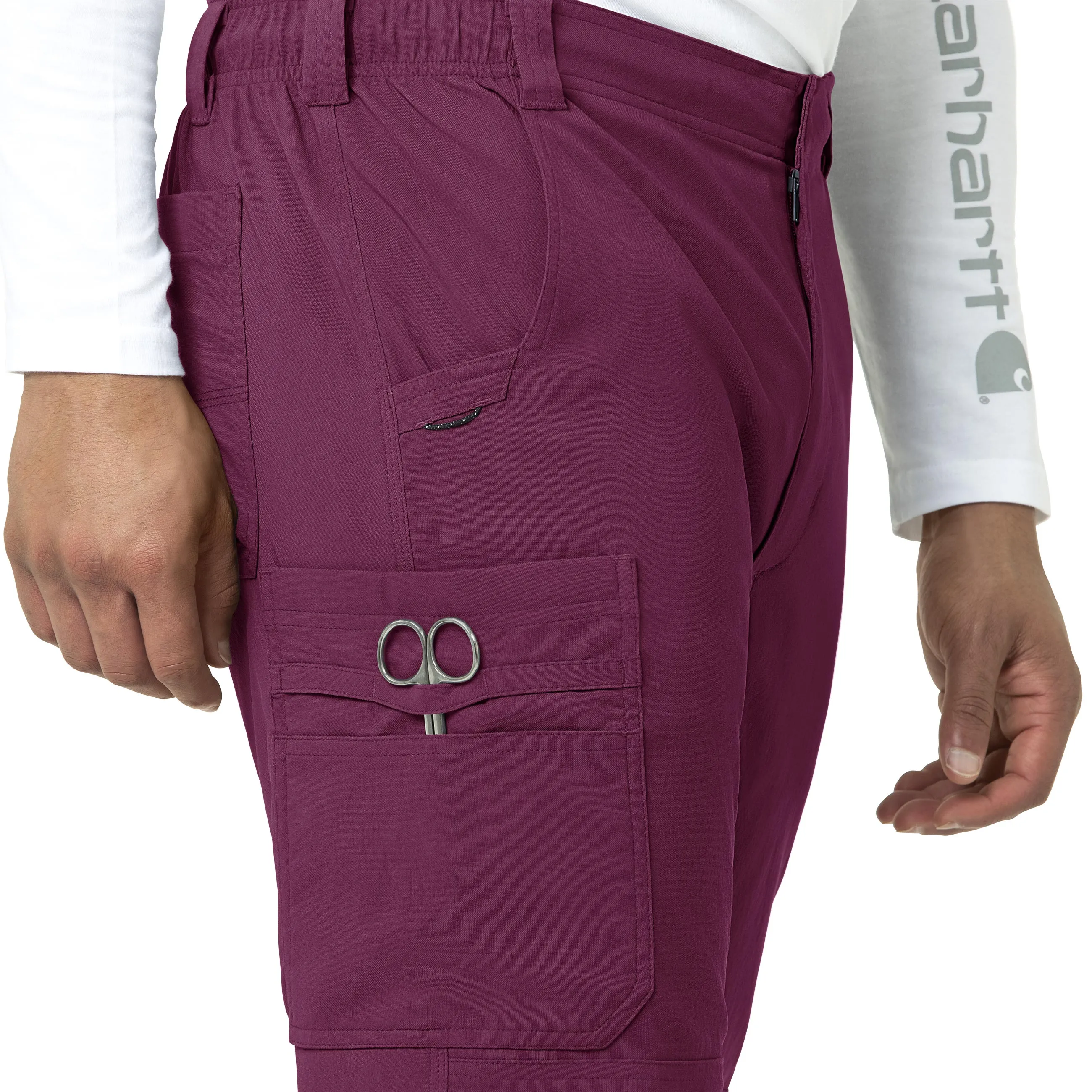Rugged Flex Peak C55037 Men's Straight Leg Cargo Scrub Pants Wine