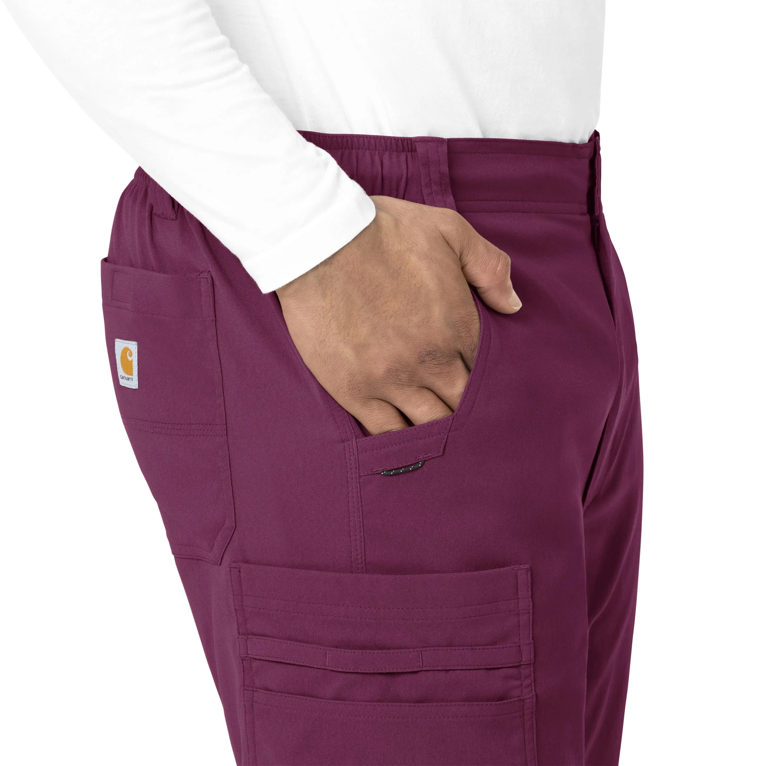 Rugged Flex Peak C55037 Men's Straight Leg Cargo Scrub Pants Wine
