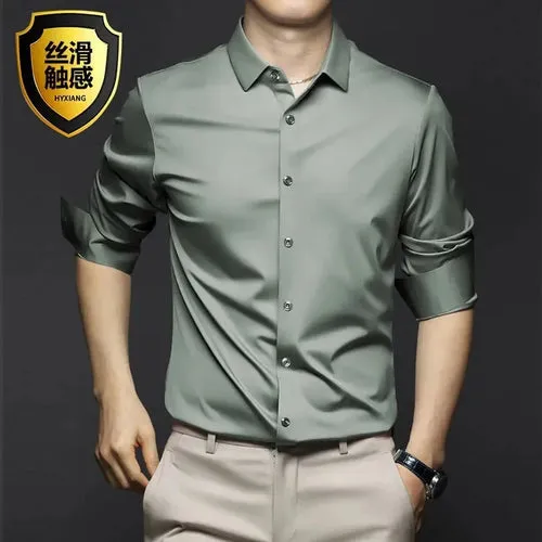 S-5XL Men's Shirt Long Sleeve Non iron Wrinkle Resistant Business