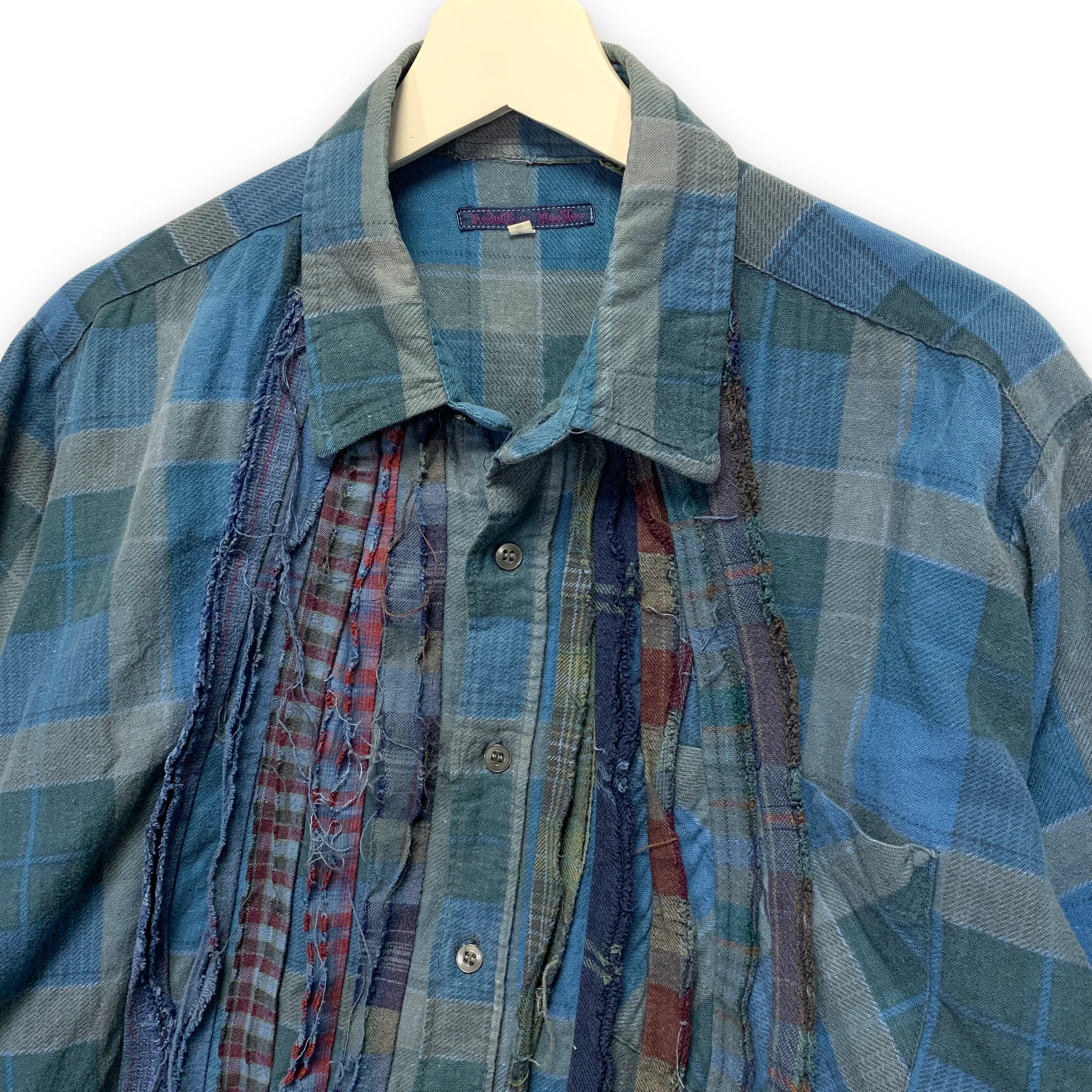 [S] Needles Rebuild Ribbon Cut Oversized Flannel Shirt