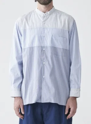 Sage de Cret THOMAS MASON striped patchwork stand collar long shirt