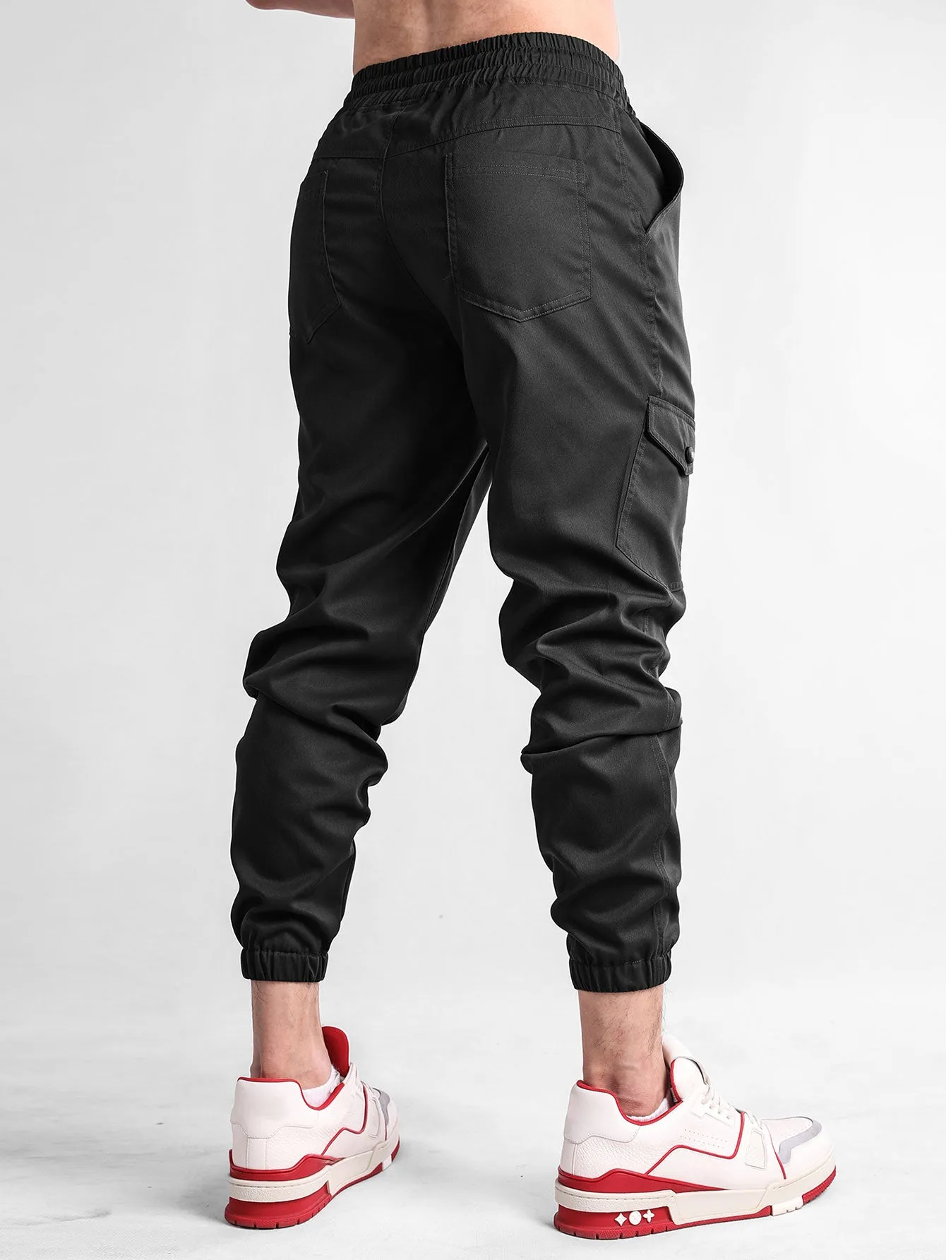 Santai Fit Fit Flanel Plaid Plaid Patchwork Hooded Shirt & Chino Cargo Jogger Pants