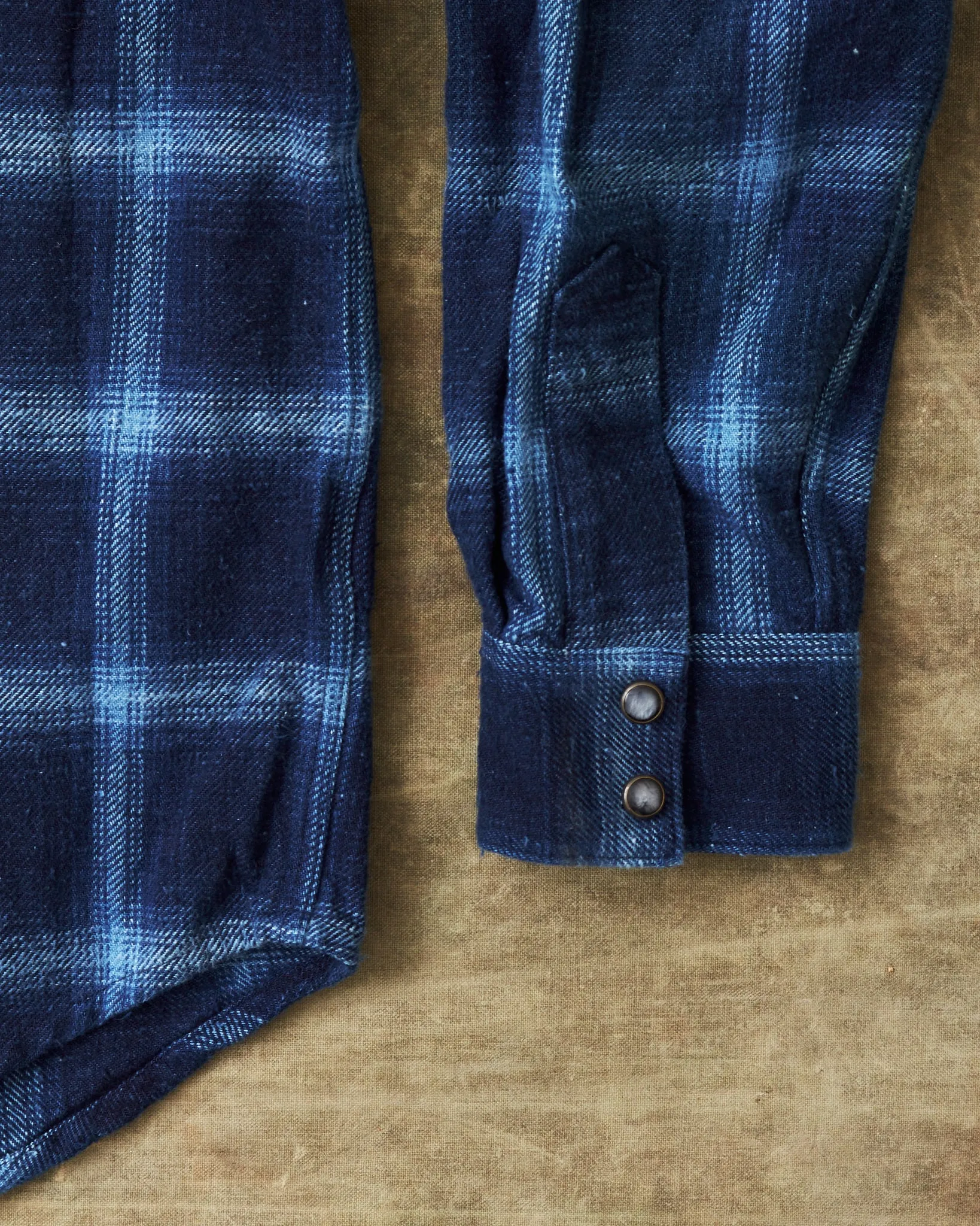 Second Hand Indigofera Dawson Shirt Japanese Selvage Flannel Indigo Check Size L