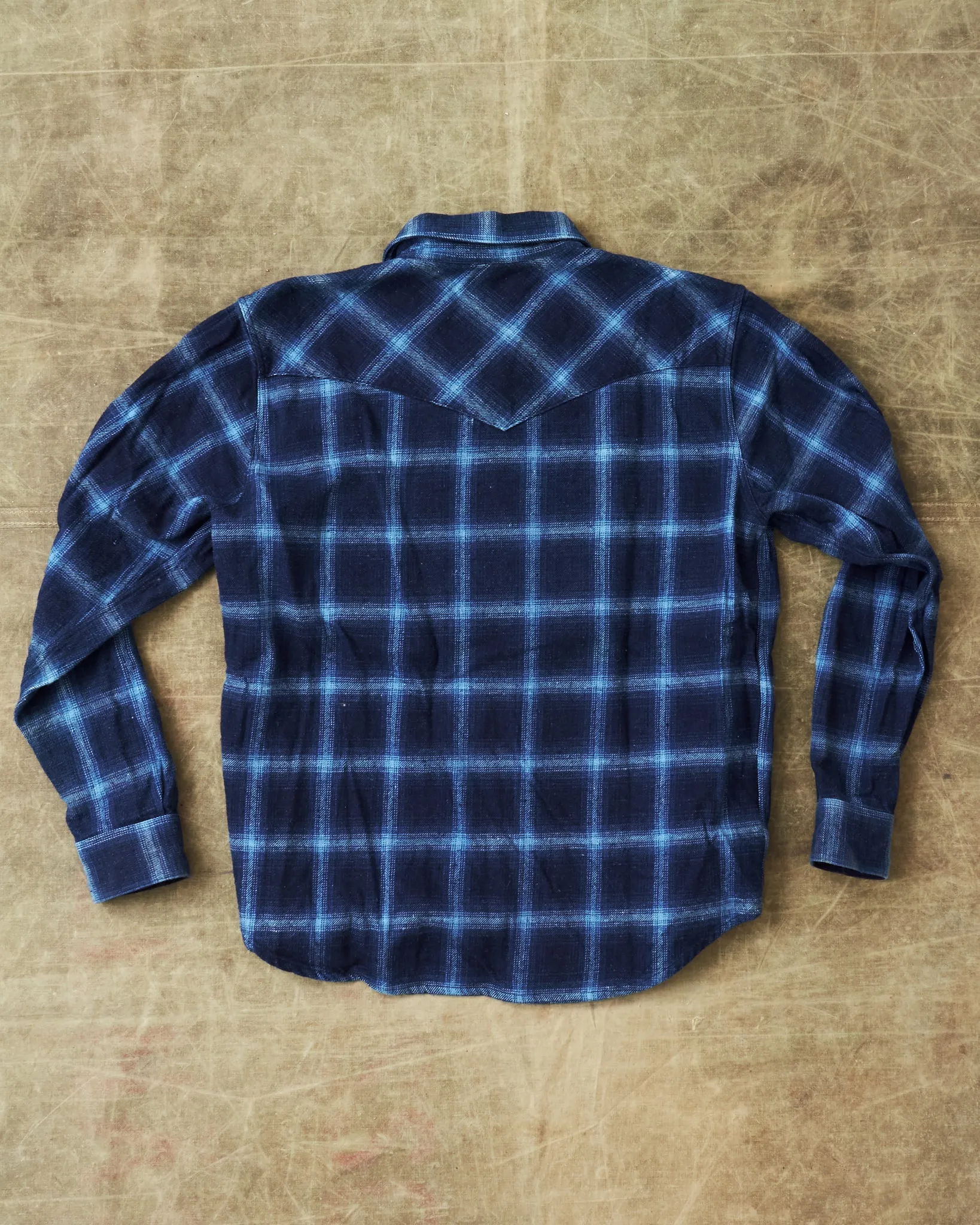 Second Hand Indigofera Dawson Shirt Japanese Selvage Flannel Indigo Check Size L