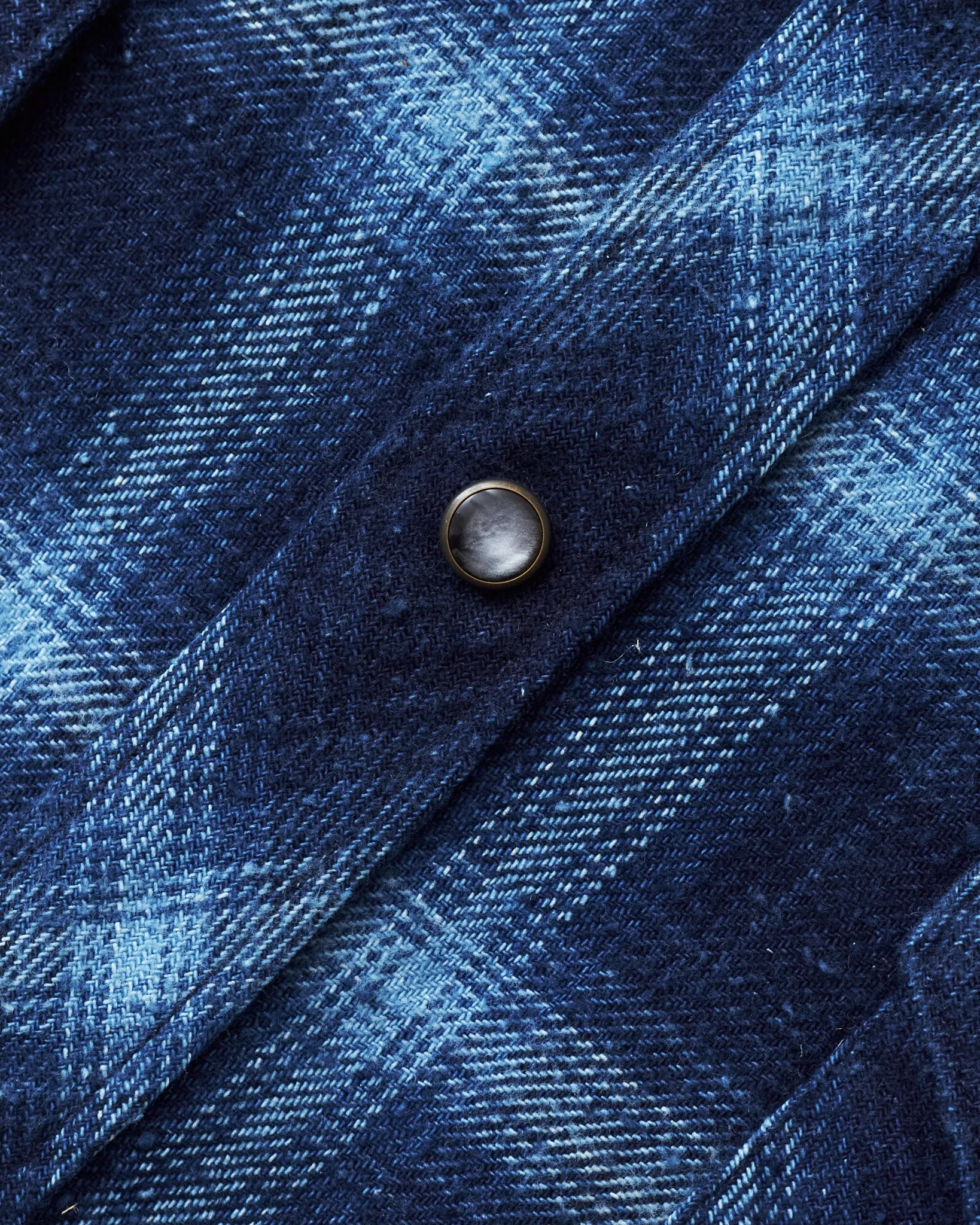 Second Hand Indigofera Dawson Shirt Japanese Selvage Flannel Indigo Check Size L