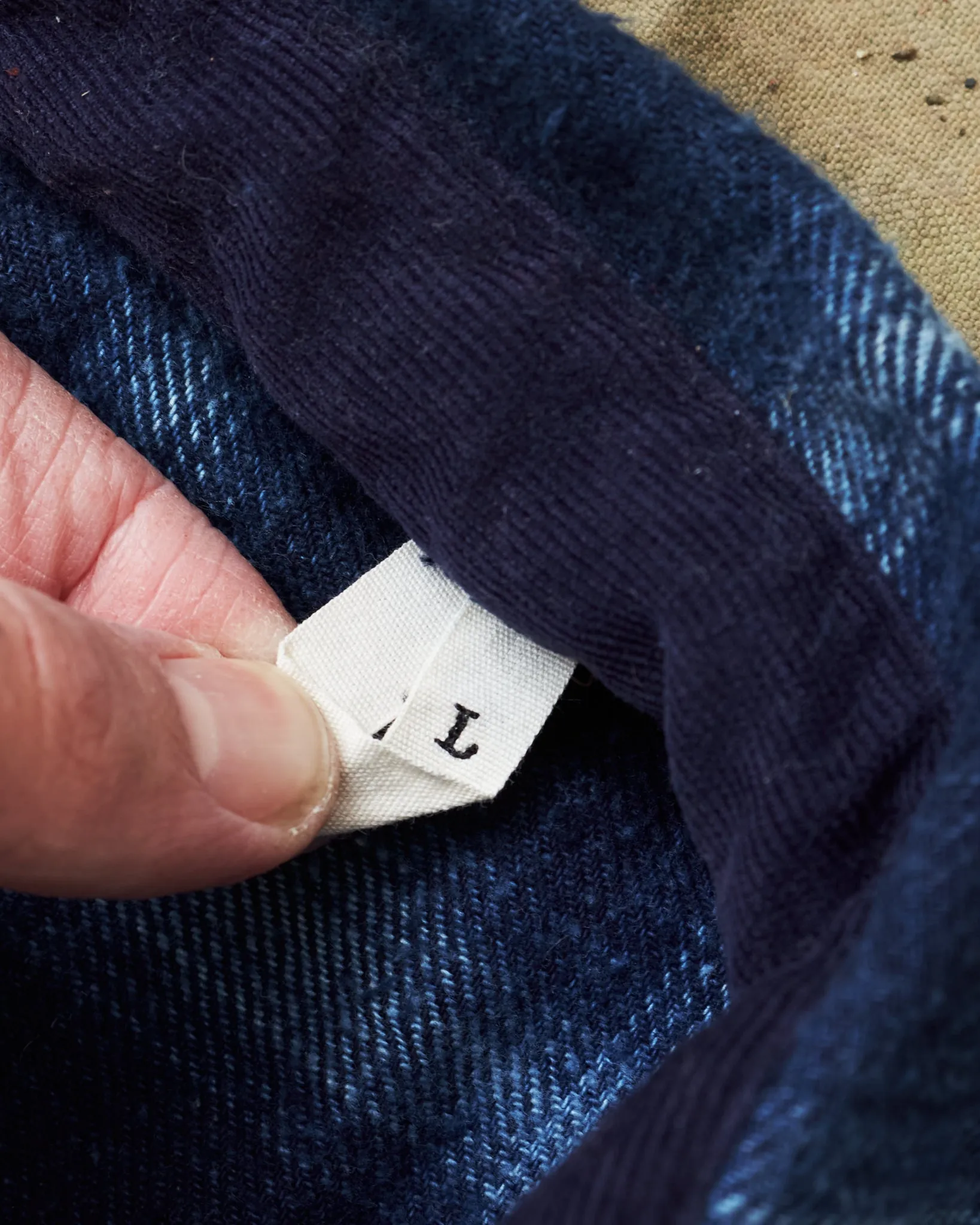 Second Hand Indigofera Dawson Shirt Japanese Selvage Flannel Indigo Check Size L