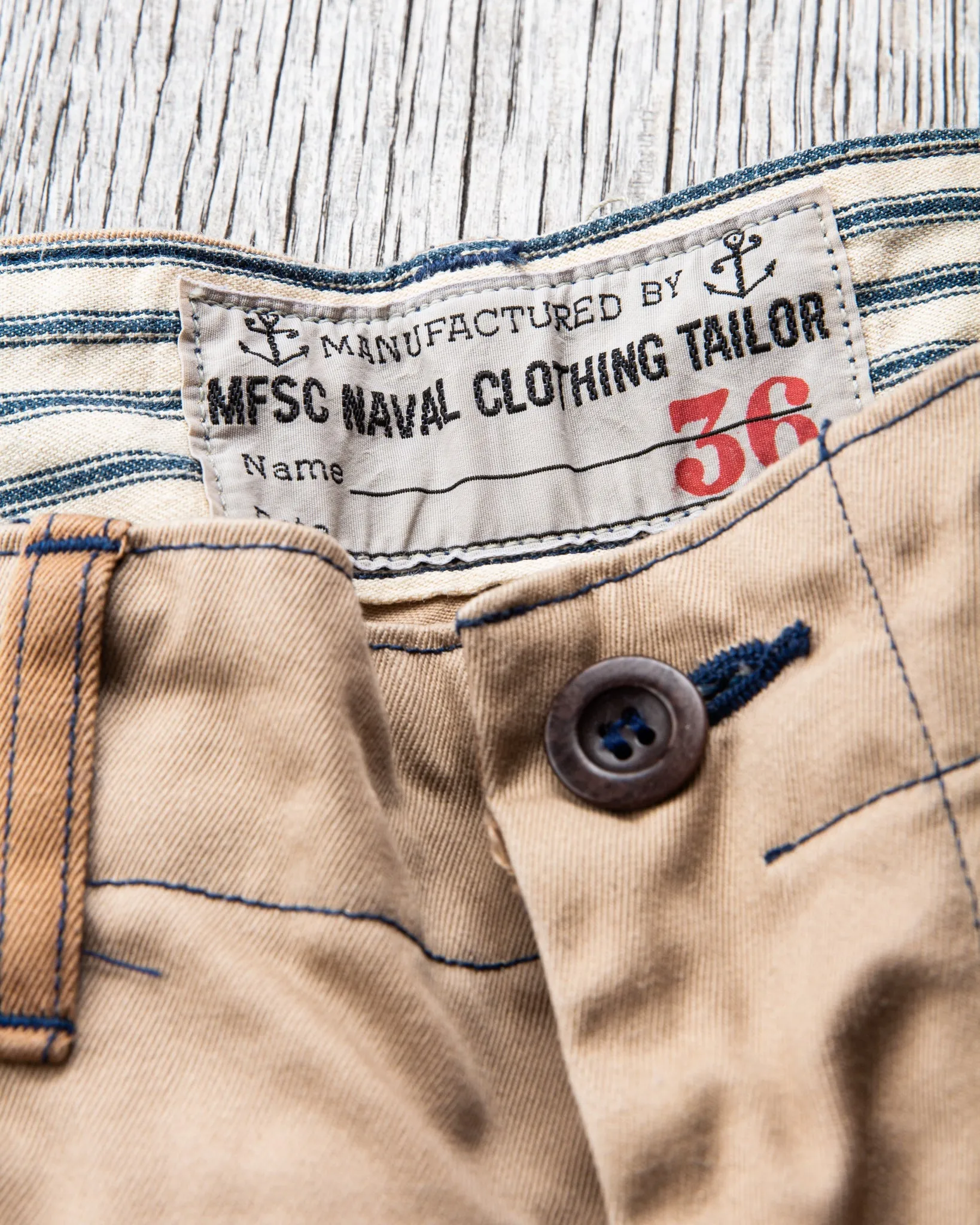 Second Hand Mister Freedom Naval Khaki Chinos W 36