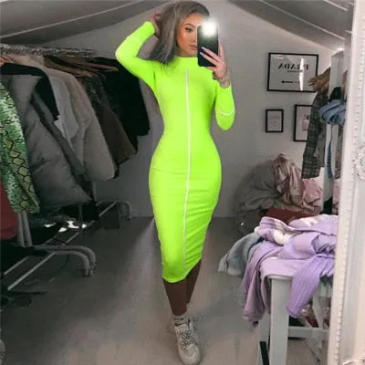 Simenual Casual Bodycon Frauen Lange Kleid Mode Volle Hülse Striped Patchwork Kleider Mode Rollkragen Damen Dünne Kleider