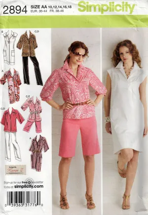 Simplicity 2894 Womens Dress Tunic Pants & Shorts Out Of Print Sewing Pattern Sizes 10 - 18 UNCUT Factory Folded