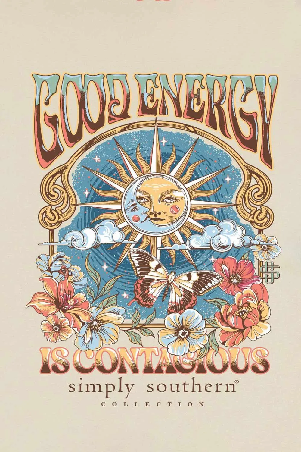 Simply Southern Good Energy T-Shirt for Women in Off White | SS-GOOD-WISP