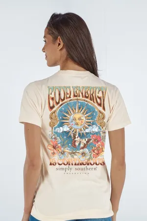 Simply Southern Good Energy T-Shirt for Women in Off White | SS-GOOD-WISP