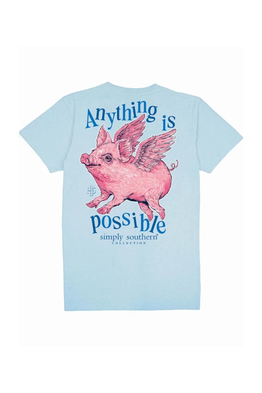 Simply Southern Plus Size Anything Is Possible T-shirt for Women in Ice Blue | EXT-SS-PIG-ICE