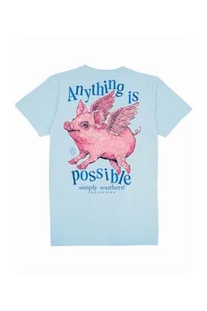Simply Southern Plus Size Anything Is Possible T-shirt for Women in Ice Blue | EXT-SS-PIG-ICE