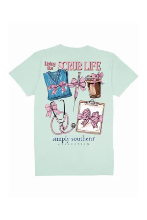 Simply Southern Plus Size Living The Scrub Life T-Shirt for Women in Mint | EXT-SS-SCRUB-MINT