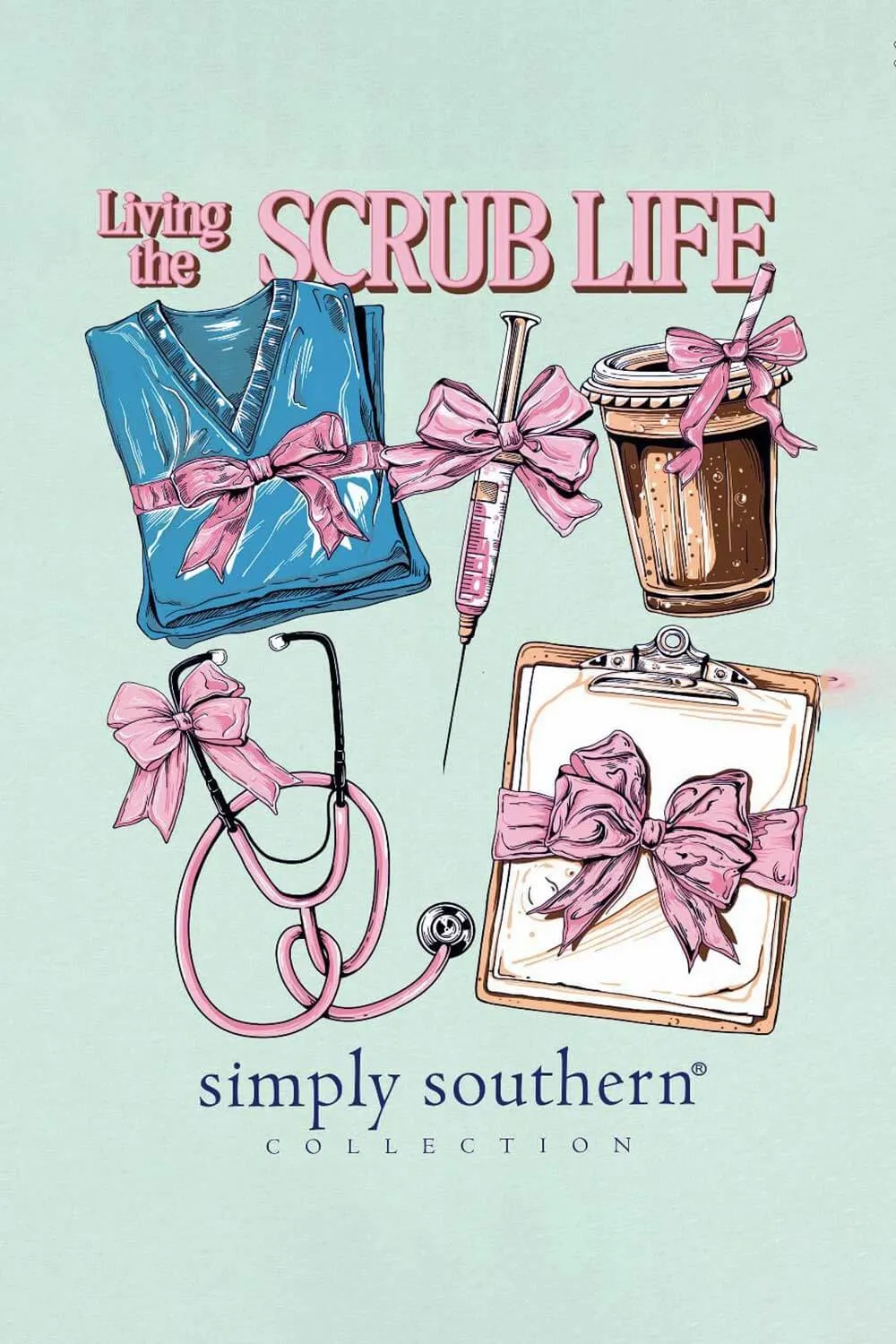 Simply Southern Plus Size Living The Scrub Life T-Shirt for Women in Mint | EXT-SS-SCRUB-MINT