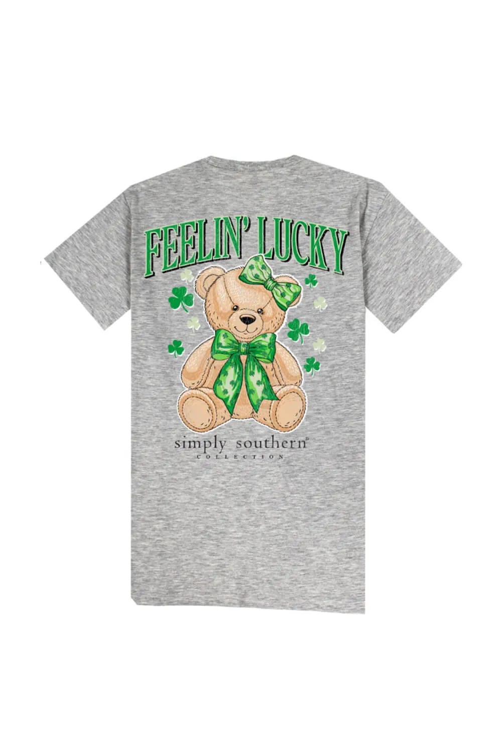 Simply Southern Plus Size Lucky Teddy T-shirt for Women in Heather Grey | EXT-SS-LUCKYTEDDY-STORMHTHR