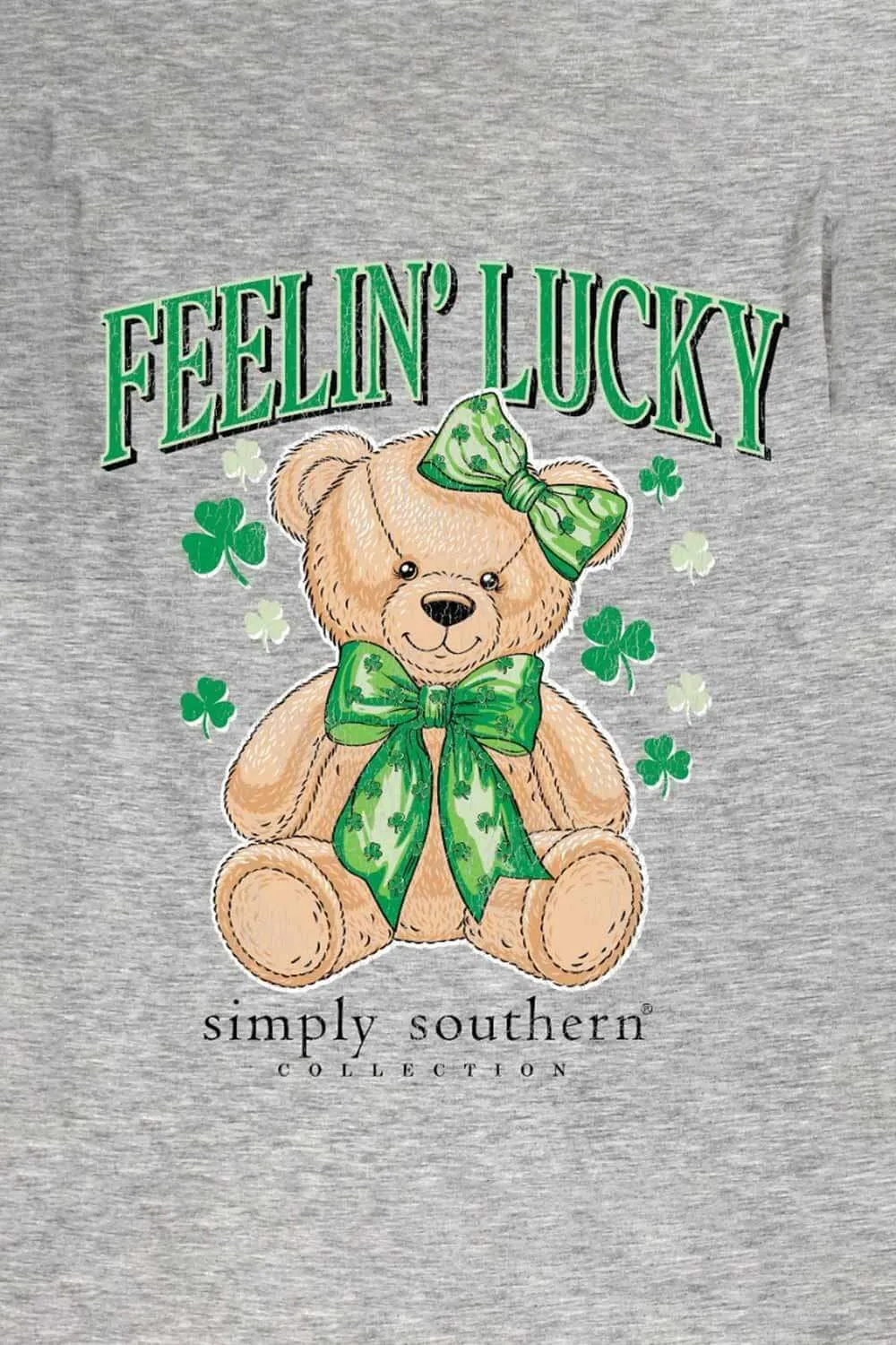 Simply Southern Plus Size Lucky Teddy T-shirt for Women in Heather Grey | EXT-SS-LUCKYTEDDY-STORMHTHR