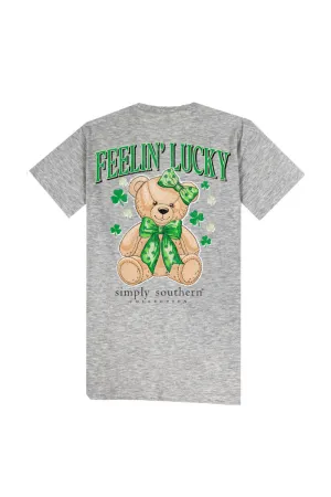Simply Southern Plus Size Lucky Teddy T-shirt for Women in Heather Grey | EXT-SS-LUCKYTEDDY-STORMHTHR