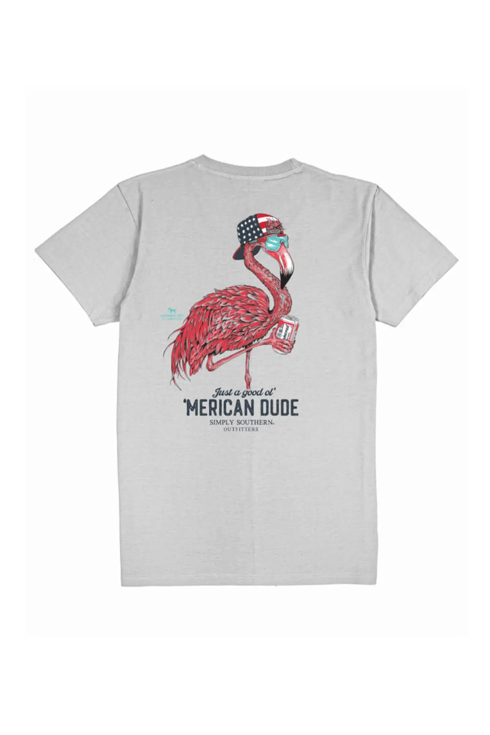 Simply Southern USA Flamingo T-Shirt for Men in Grey | MN-SS-FLAMINGO-FOG
